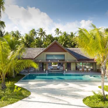 Niyama_Private_Islands_Maldives_Guest_Room_Three_Bedroom_Beach_Pool_Pavilion_Drone_Shot